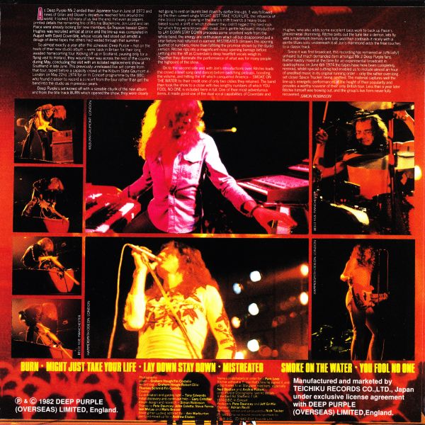 Back cover wo/Obi, Deep Purple - Live In London